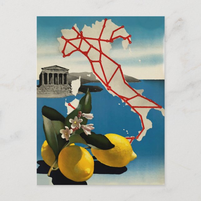 Cartão postal Vintage Italy Viagem (Frente)