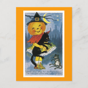 Cartão Postal Vintage Jack o' Lanterna Child