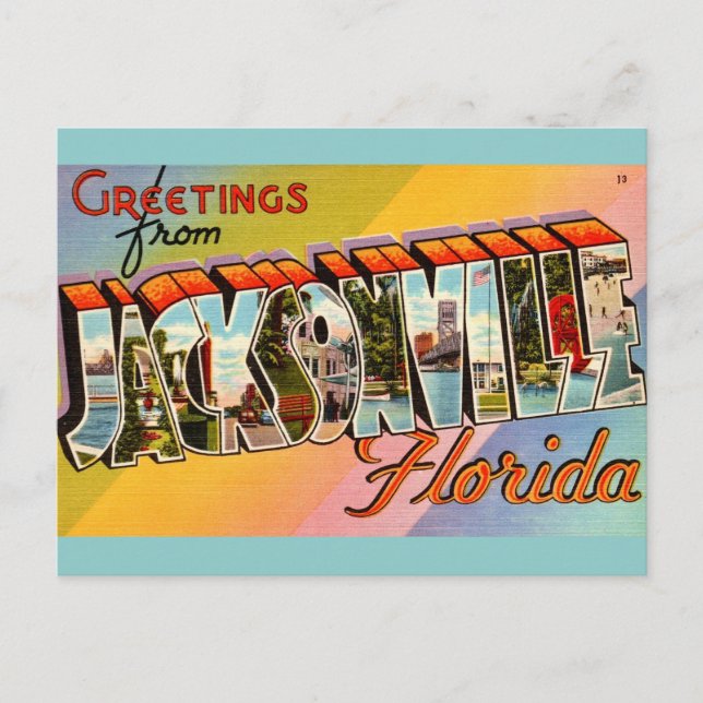 Cartão Postal Vintage Jacksonville Florida (Frente)