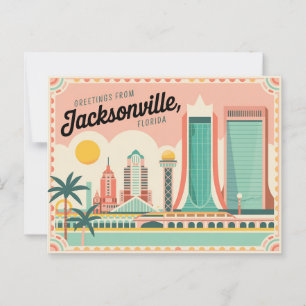 Cartão postal Vintage Jacksonville Saudações de