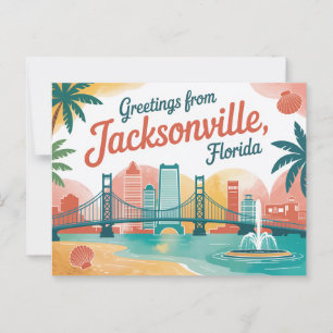 Cartão postal Vintage Jacksonville Saudações de