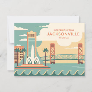 Cartão postal Vintage Jacksonville Saudações de