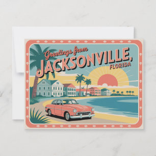 Cartão postal Vintage Jacksonville Saudações de