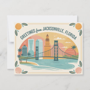 Cartão postal Vintage Jacksonville Saudações de