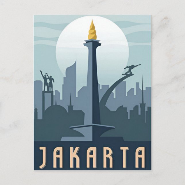Cartão Postal Vintage jakarta Indonesia java Viagem (Frente)