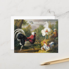 Cartão Postal Vintage Jakob Bogdani A Luta Dos Cockrels