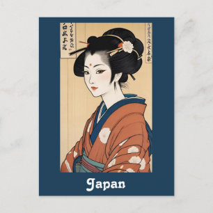 Cartão Postal Vintage Japan Geisha Viagem
