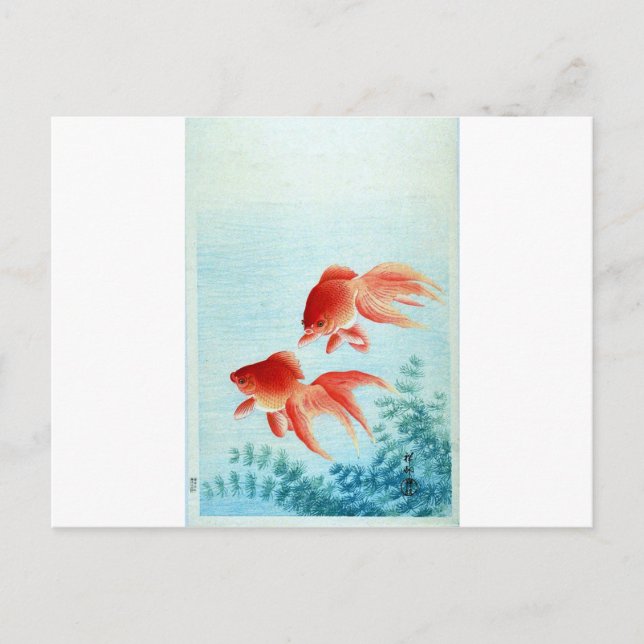 Cartão Postal Vintage Japonês Fish Impressão (Frente)