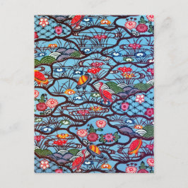Cartão Postal Vintage Japonês Kimono Textile (Bingata)