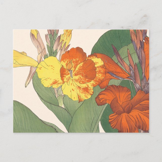 Cartão Postal Vintage Japonês Tiger Lily Woodblock Art (Frente)