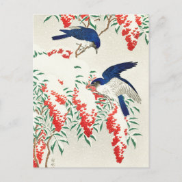 Cartão Postal Vintage Japonês Woodblock Art Impressão Birds