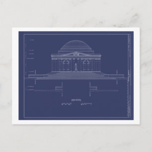 Cartão Postal Vintage Jefferson Monument Blueprint
