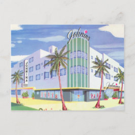 Cartão Postal Vintage Johnina Hotel, Miami Beach, Flórida