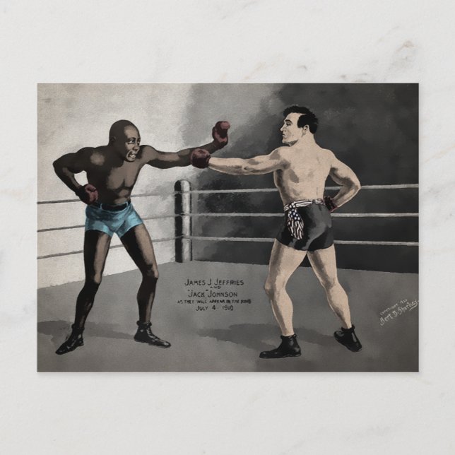 Cartão Postal Vintage Johnson VS Jeffries Boxing (Frente)