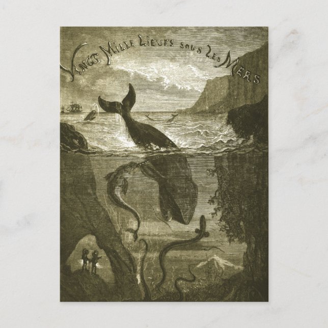 Cartão Postal Vintage Jules Verne 20 mil ligas (Frente)