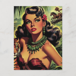 Cartão Postal Vintage Jungle Girl