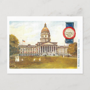 Cartão Postal Vintage Kansas Capitol com Seal