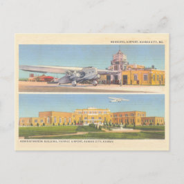 Cartão Postal Vintage Kansas City Airports Missouri e Kansas
