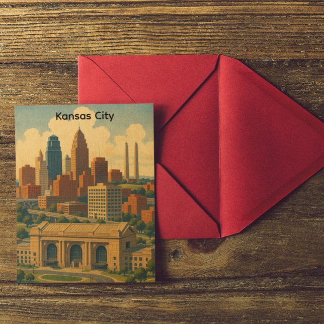 Cartão Postal Vintage Kansas City Silhouette Skyline (Vintage Kansas City Silhouette Skyline Postcard)