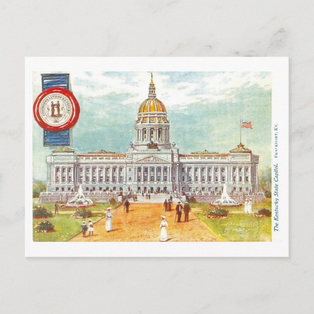 Cartão Postal Vintage Kentucky Capitol com Seal (Frente)