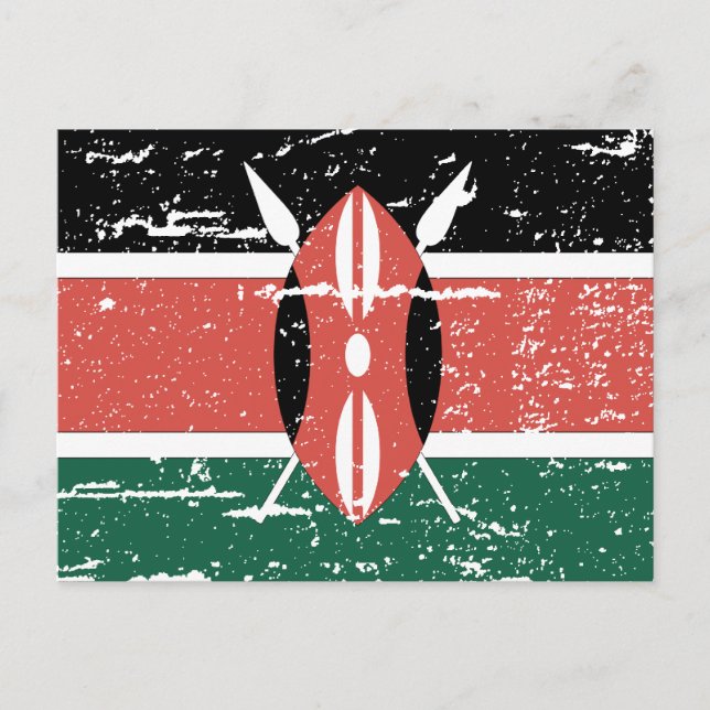 Cartão Postal Vintage Kenya Flag (Frente)