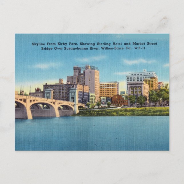 Cartão Postal Vintage, Kirby Park, Wilkes-Barre Pensilvânia (Frente)