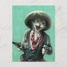 Cartão Postal Vintage Kitten Cowgirl Postcard