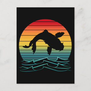 Cartão Postal Vintage Koi Fish Sunset Scenery