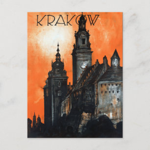 Cartão Postal Vintage Krakow Polônia Viagem
