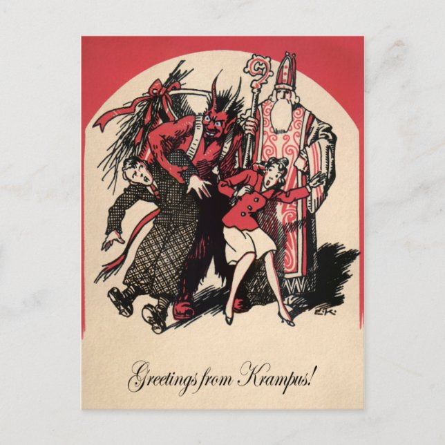 Cartão postal Vintage Krampus (Frente)