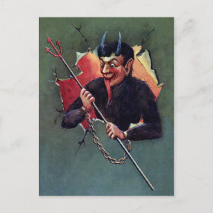 Cartão Postal Vintage Krampus com Pitchfork