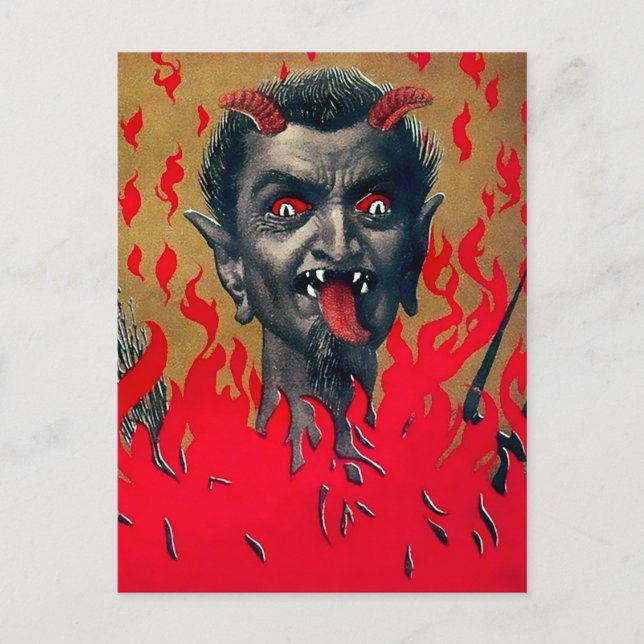 Cartão Postal Vintage Krampus Devil Head (Frente)