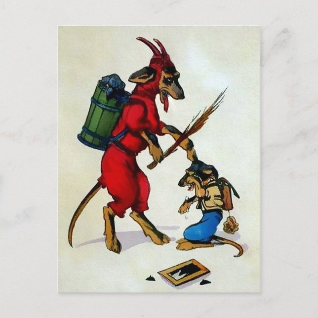 Cartão Postal Vintage Krampus Dogs (Frente)
