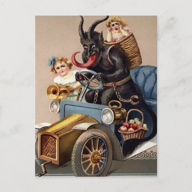 Cartão Postal Vintage Krampus Drives (Frente)