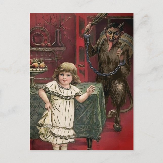 Cartão postal Vintage Krampus e Child (Frente)