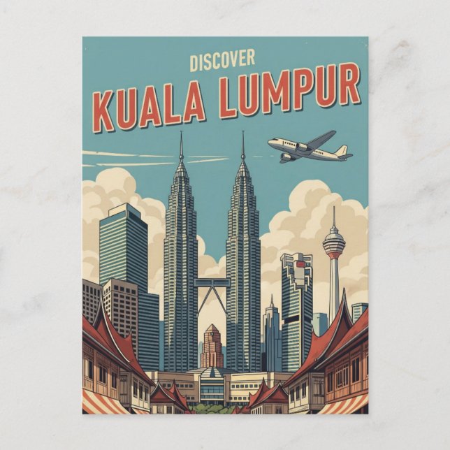 Cartão Postal Vintage Kuala Lumpur Malásia (Frente)