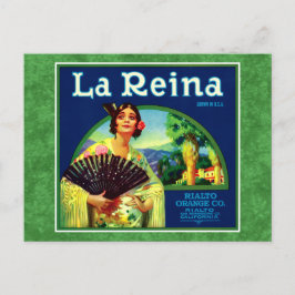 Cartão Postal Vintage La Reina Orange Label