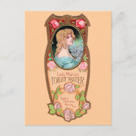 Cartão Postal Vintage Lady Marian Toilet Water Label