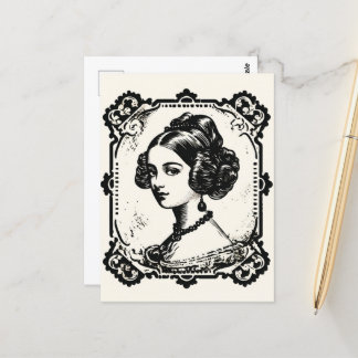 Cartão Postal Vintage Lady Portrait Stamp 1
