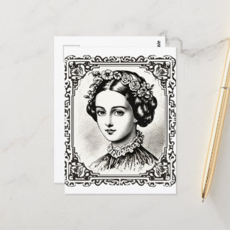 Cartão Postal Vintage Lady Portrait Stamp 4