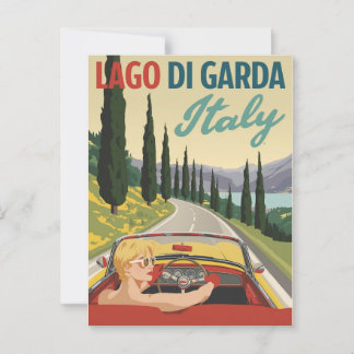 Cartão Postal Vintage Lago di Garda Itália Dirigindo