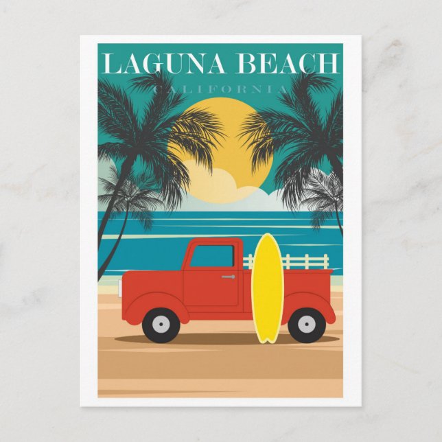 Cartão Postal Vintage Laguna Beach Viagem (Frente)