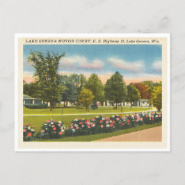 Cartão Postal Vintage Lake Genebra, Tribunal Motor de Wisconsin