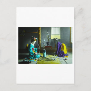 Cartão Postal Vintage - Lanterna Mágica Japonesa Geisha Colorid