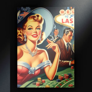 Cartão Postal Vintage Las Vegas Casino Pin Up