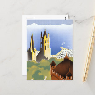 Cartão Postal Vintage Lausanne-Ouchy Suiça