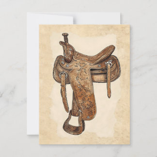Cartão Postal Vintage Leather Saddle Wall Art
