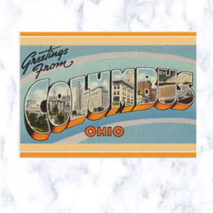 Cartão Postal Vintage - Letra Grande Columbus Ohio