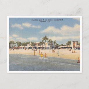Cartão Postal Vintage Lido Beach Sarasota Florida com Casino