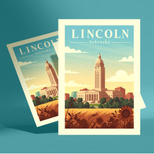 Cartão Postal Vintage Lincoln Nebraska